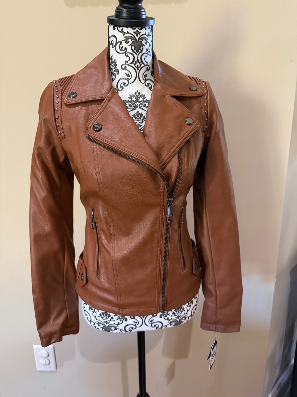 Guess Women’s Zip -Front Leather Jacket